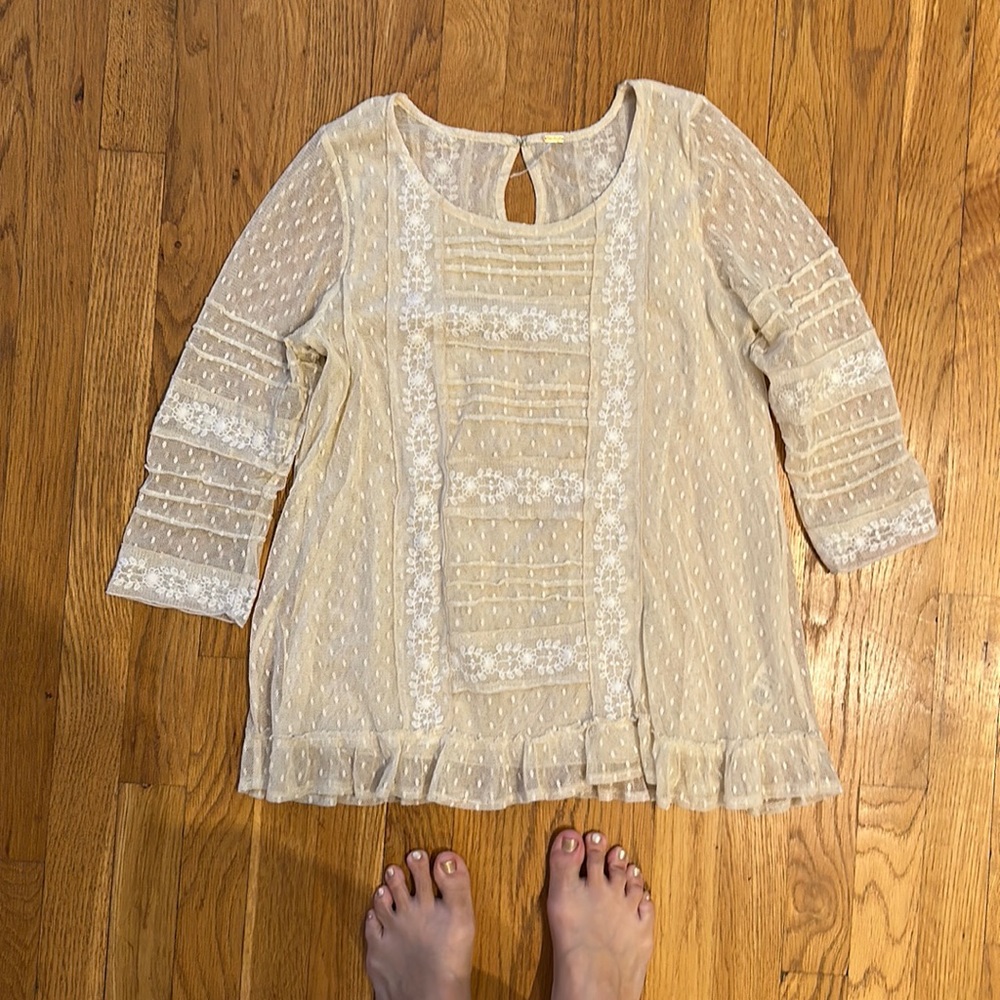 Free People cream lace top